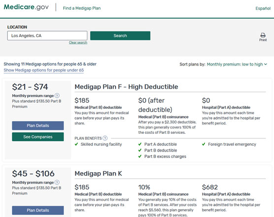 Medigap plans