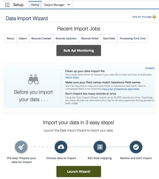 Salesforce Data Import wizard