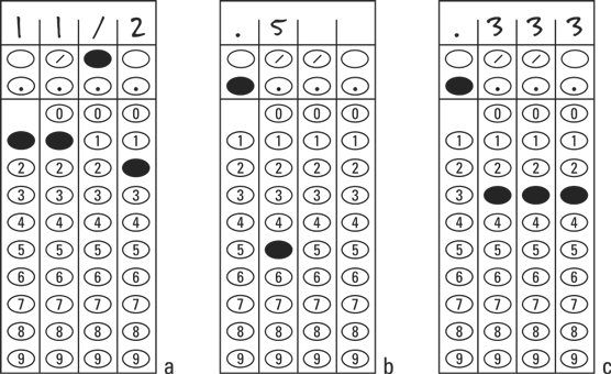 Three grid-ins, properly filled in.