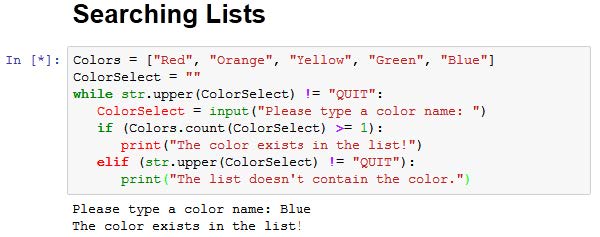 Searching lists in Python