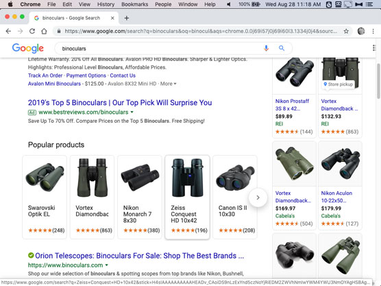 Google Shopping Search results.