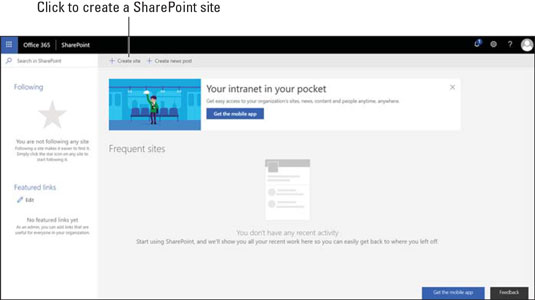 SharePoint landing page