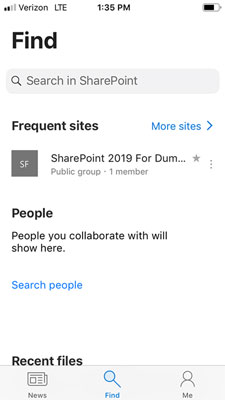 SharePoint Find screen