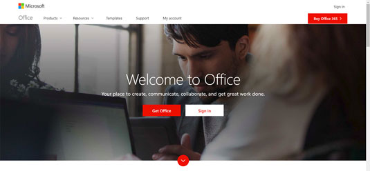 Office.com landing page