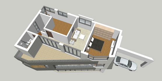 3-D model created in SketchUp