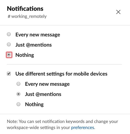 customized channel notifications Slack