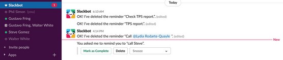 Slack reminder notification