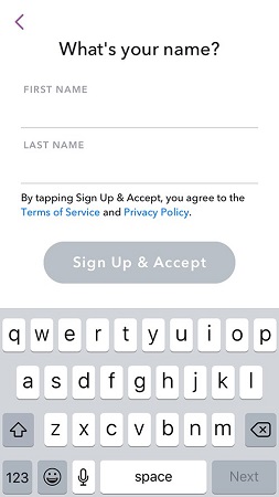 snapchat sign up without phone number