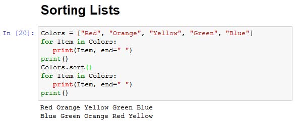 Sorting lists in Python
