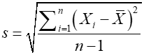 standard deviation of a sample