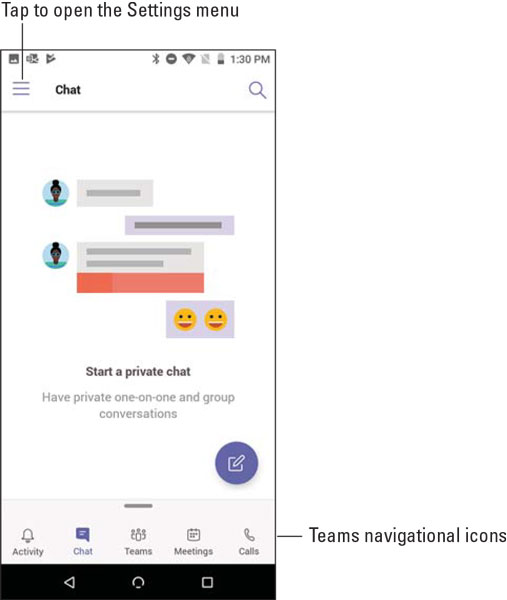 Teams mobile navigational tab