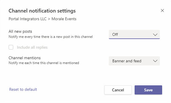 Setting channel notifications.