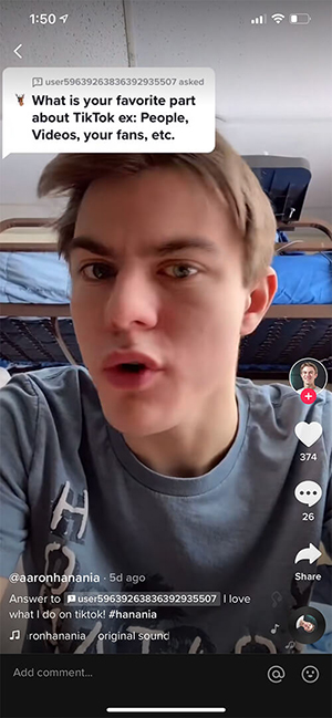 Screenshot of Aaron Hanania on TikTok