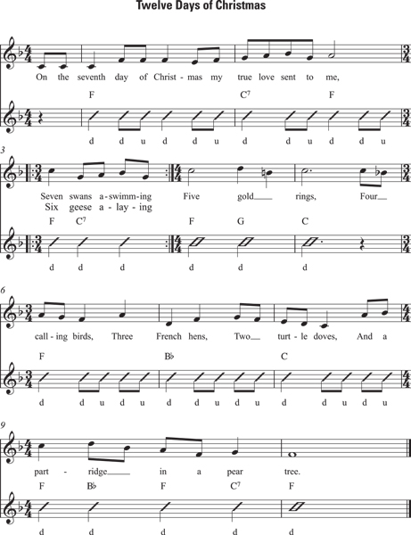 Chords for “The Twelve Days of Christmas.”