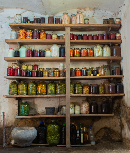 Vegetables stored in a cellar.