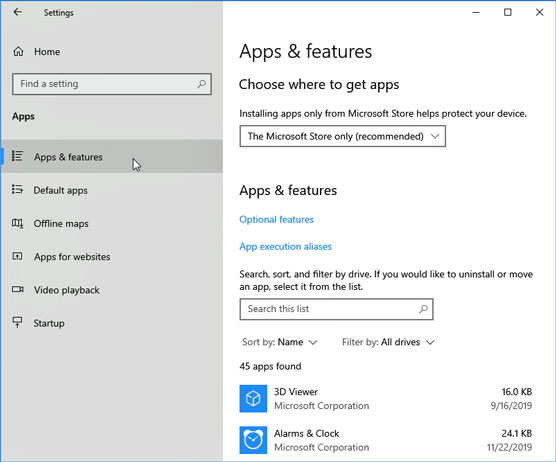 Windows 10 apps features