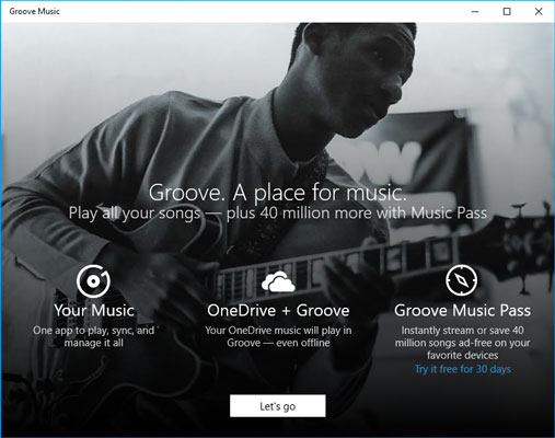 Tap or click Start→ Groove Music.