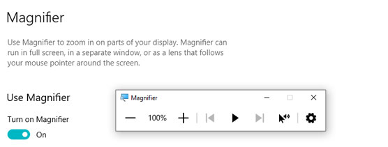 Windows 10 Magnifier