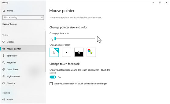 Mouse pointer options