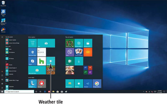 Windows 10 Weather tile