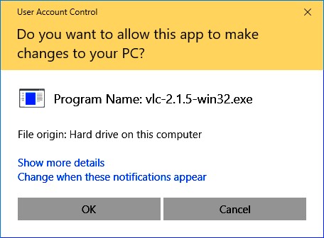 Windows 10 warning