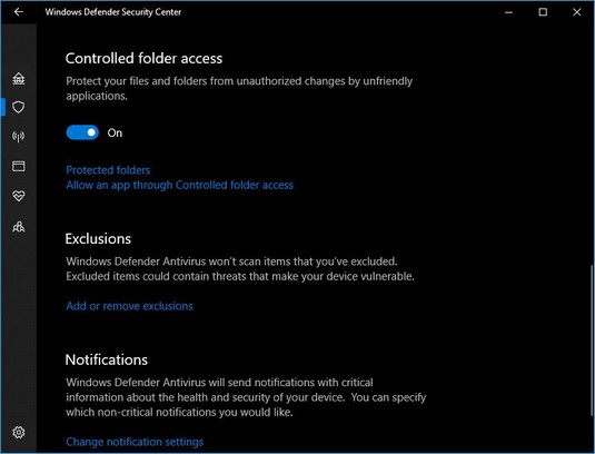Windows 10 Controlled Folder Access