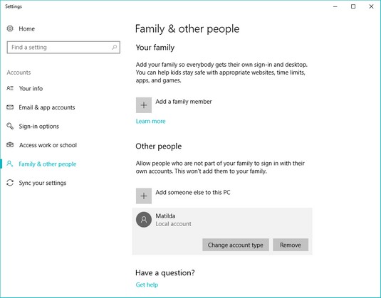 how do i delete email account in windows 10