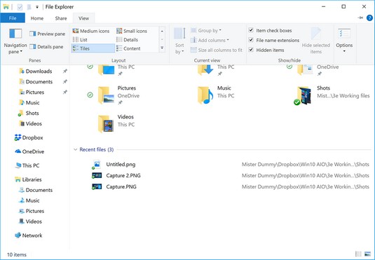Windows 10 filename extensions