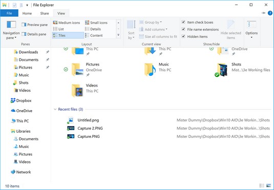 Show or Hide Files Name Extension in Windows 10