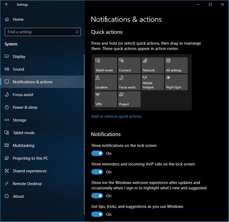 Windows 10 notifications