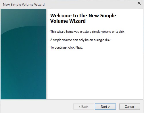 Simple Volume Wizard Windows 10