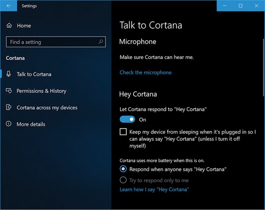 try cortana Windows 10