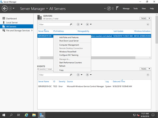Windows Server 2019 Server Manager