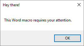 Forfalske Gentleman ubrugt How to Write Message Pop-Ups Macros in Word 2016 - dummies