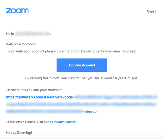 Zoom account authentication