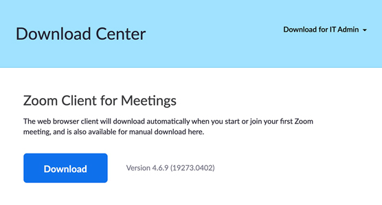 The Zoom Download Center.