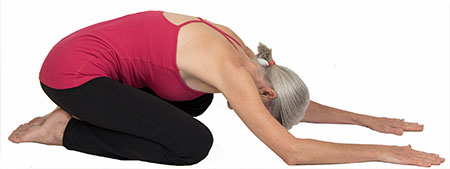 Starting on your hands and knees, place your knees about hip width apart with your hands just below your shoulders.