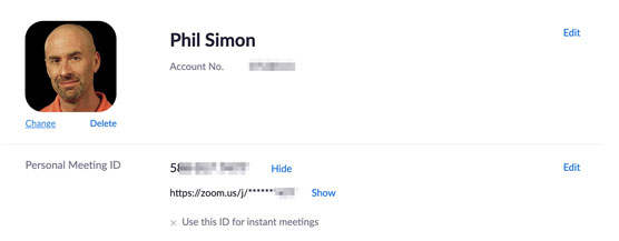 Zoom Personal Meeting ID.