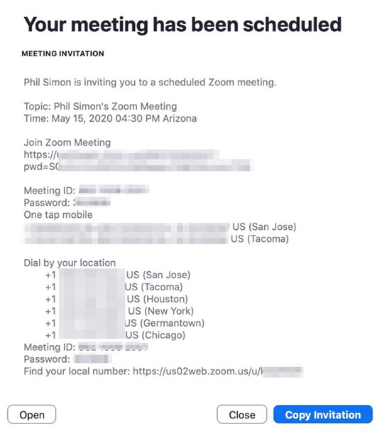 scheduled Zoom meeting